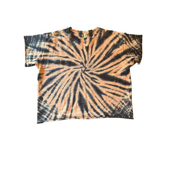 Nation Ltd Tie-Dye Cotton T-Shirt With Button Detail Size  Short Sleeve - Picture 1 of 6
